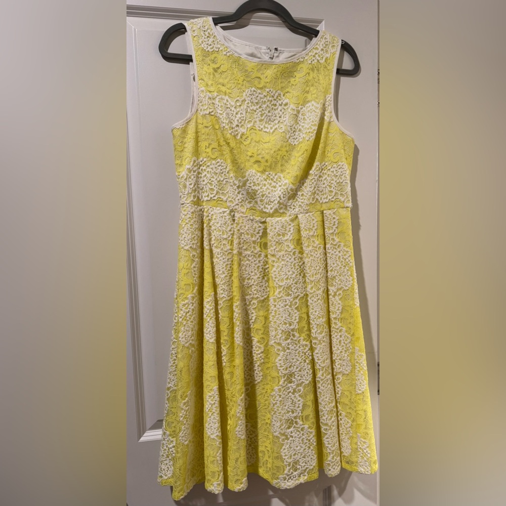 Yellow and White Lace Dress